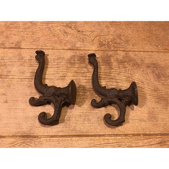 One (1) Cast Iron Chinese Dragon 8" Wall Hook Dolphin Wall Hooks 0170-01204 R - Picture 4 of 12